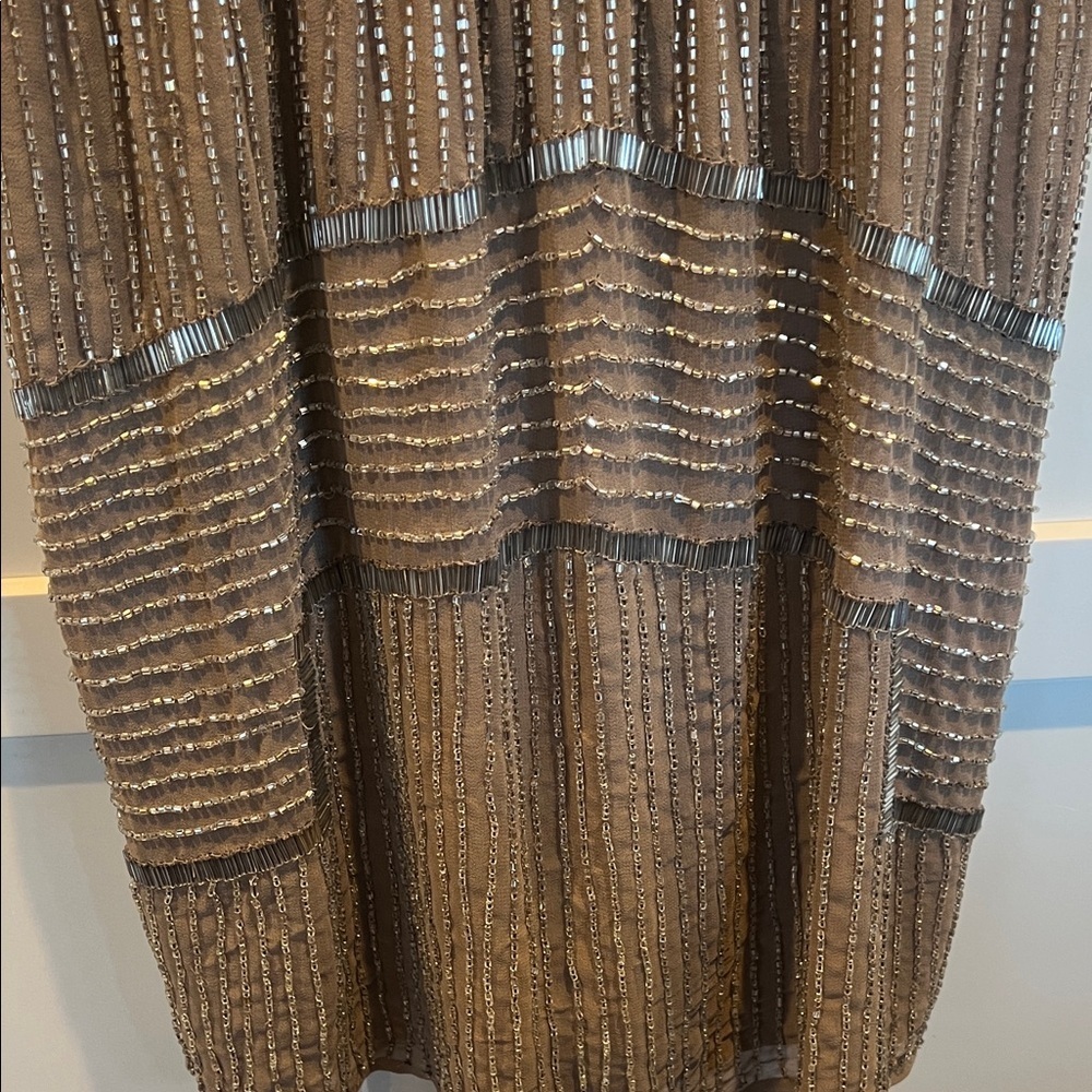 NWT W118 by Walter Baker Beaded Taupe Brown Backless Destiny Dress Size 4 - Picture 4 of 16